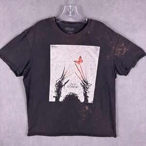 Edward Scissorhands Mens T-Shirt L Cool Vintage Stained Look Black